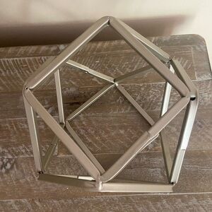 Metallic Decor Modern Art Piece 7 Inches Diameter Brushed Chrome Silver Look